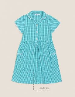 M&S Collection Dresses Girls' Pure Cotton Gingham School Dress (2-14 Yrs) -Outlet The Tidy Tots Store SD 04 T76 6481 J0 X EC 90