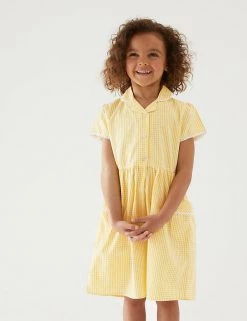 M&S Collection Dresses Girls' Pure Cotton Gingham School Dress (2-14 Yrs) -Outlet The Tidy Tots Store SD 04 T76 6481 R0 X EC 0