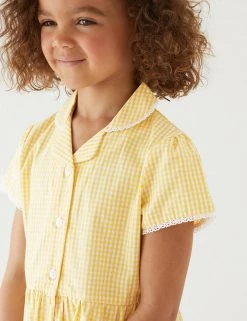 M&S Collection Dresses Girls' Pure Cotton Gingham School Dress (2-14 Yrs) -Outlet The Tidy Tots Store SD 04 T76 6481 R0 X EC 1