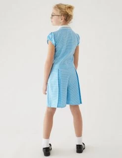 Dresses Girls' Gingham Pleated Zip School Playsuit (2-14 Yrs) -Outlet The Tidy Tots Store SD 04 T76 6482 E1 X EC 2