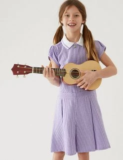 Dresses Girls' Gingham Pleated Zip School Playsuit (2-14 Yrs) -Outlet The Tidy Tots Store SD 04 T76 6482 G0 X EC 0