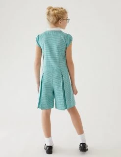 Dresses Girls' Gingham Pleated Zip School Playsuit (2-14 Yrs) -Outlet The Tidy Tots Store SD 04 T76 6482 J0 X EC 2