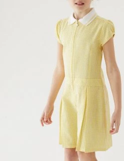 Dresses Girls' Gingham Pleated Zip School Playsuit (2-14 Yrs) -Outlet The Tidy Tots Store SD 04 T76 6482 R0 X EC 1