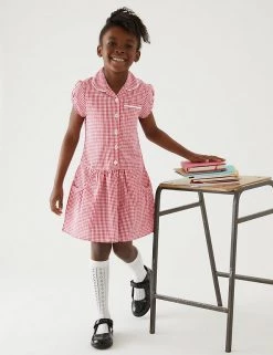 M&S Collection 2pk Girls' Cotton Plus Fit School Dresses -Outlet The Tidy Tots Store SD 04 T76 6487P B0 X EC 0