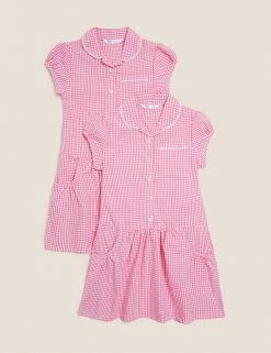 M&S Collection 2pk Girls' Cotton Gingham School Dresses (2-14 Yrs) -Outlet The Tidy Tots Store SD 04 T76 6487 A0 X EC 90