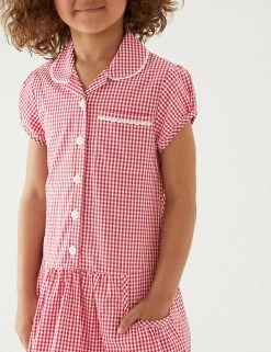 M&S Collection 2pk Girls' Cotton Gingham School Dresses (2-14 Yrs) -Outlet The Tidy Tots Store SD 04 T76 6487 B0 X EC 1