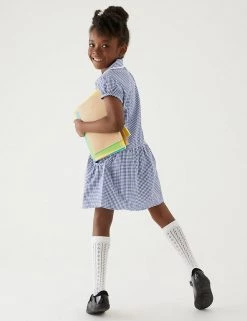 M&S Collection 2pk Girls' Cotton Gingham School Dresses (2-14 Yrs) -Outlet The Tidy Tots Store SD 04 T76 6487 F0 X EC 2