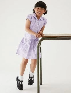 M&S Collection 2pk Girls' Cotton Gingham School Dresses (2-14 Yrs) -Outlet The Tidy Tots Store SD 04 T76 6487 G0 X EC 0