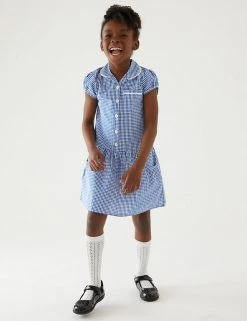 M&S Collection 2pk Girls' Cotton Gingham School Dresses (2-14 Yrs) -Outlet The Tidy Tots Store SD 04 T76 6487 O4 X EC 0