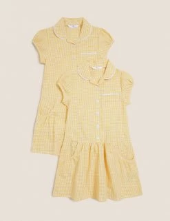 M&S Collection 2pk Girls' Cotton Gingham School Dresses (2-14 Yrs) -Outlet The Tidy Tots Store SD 04 T76 6487 R0 X EC 90