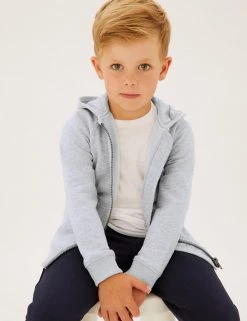 M&S Collection Jumpers Cotton Rich Plain Hoodie (2-7 Yrs) -Outlet The Tidy Tots Store SD 04 T88 4500B T0 X EC 0