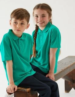 M&S Collection Polo-shirts Unisex Pure Cotton Polo Shirt (2-16 Yrs) -Outlet The Tidy Tots Store SD 04 T93 1782 XS X EC 0
