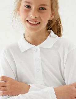 M&S Collection Offers School Girls' Pure Cotton Polo Shirt (2-18 Yrs) -Outlet The Tidy Tots Store SD 04 T93 1784 Z0 X EC 2