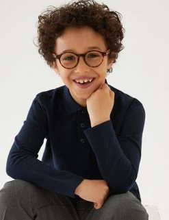 Polo-shirts Unisex Long Sleeve Polo Shirt (2-16 Yrs) -Outlet The Tidy Tots Store SD 04 T93 2081 F3 X EC 1