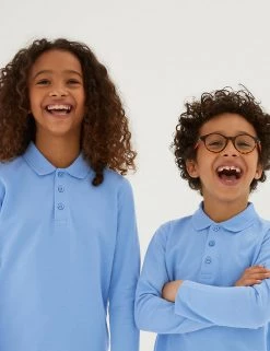 Polo-shirts Unisex Long Sleeve Polo Shirt (2-16 Yrs) -Outlet The Tidy Tots Store SD 04 T93 2081 QE X EC 0