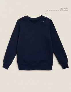M&S Collection Jumpers Cotton Unisex V-Neck Sweatshirt (2-16 Yrs) -Outlet The Tidy Tots Store SD 04 T93 2275 F3 X EC 90
