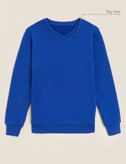 M&S Collection Jumpers Cotton Unisex V-Neck Sweatshirt (2-16 Yrs) -Outlet The Tidy Tots Store SD 04 T93 2275 RA X EC 90