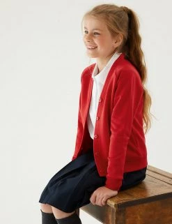 M&S Collection Cardigans Girls' Cotton Regular Fit School Cardigan (2-16 Yrs) -Outlet The Tidy Tots Store SD 04 T93 2279 B0 X EC 0