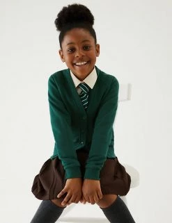 M&S Collection Cardigans Girls' Cotton Regular Fit School Cardigan (2-16 Yrs) -Outlet The Tidy Tots Store SD 04 T93 2279 EE X EC 0