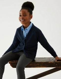 M&S Collection Cardigans Girls' Cotton Regular Fit School Cardigan (2-16 Yrs) -Outlet The Tidy Tots Store SD 04 T93 2279 F3 X EC 0