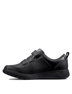 CLARKS Kids' Leather Riptape School Shoes (Youth Size 3-9.5) -Outlet The Tidy Tots Store SD 08 T94 3107 Y0 X EC 2